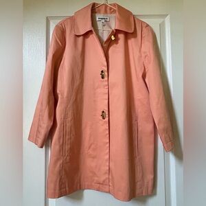 &Danielle NY Coral Short Trench Coat Spring Rain Jacket Vtg Coastal Grandma Sz 4
